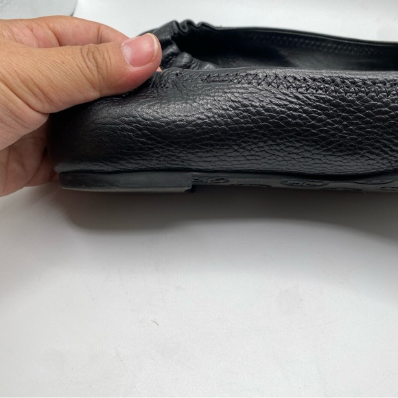 Tory Burch Minnie Travel Ballet Logo Black Leather Ballet Flat EUC 7-SOLD - Picture 9 of 9